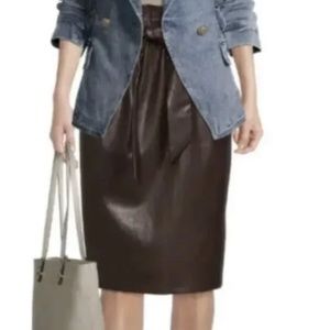 Time and Tru Brown Faux Leather Paperbag Skirt XXL(20) New
